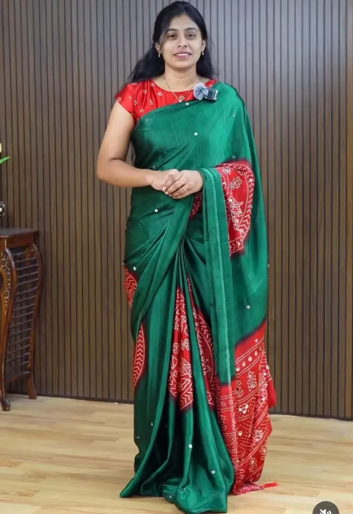 Gajji silk with mirror work FFF90 (Green)