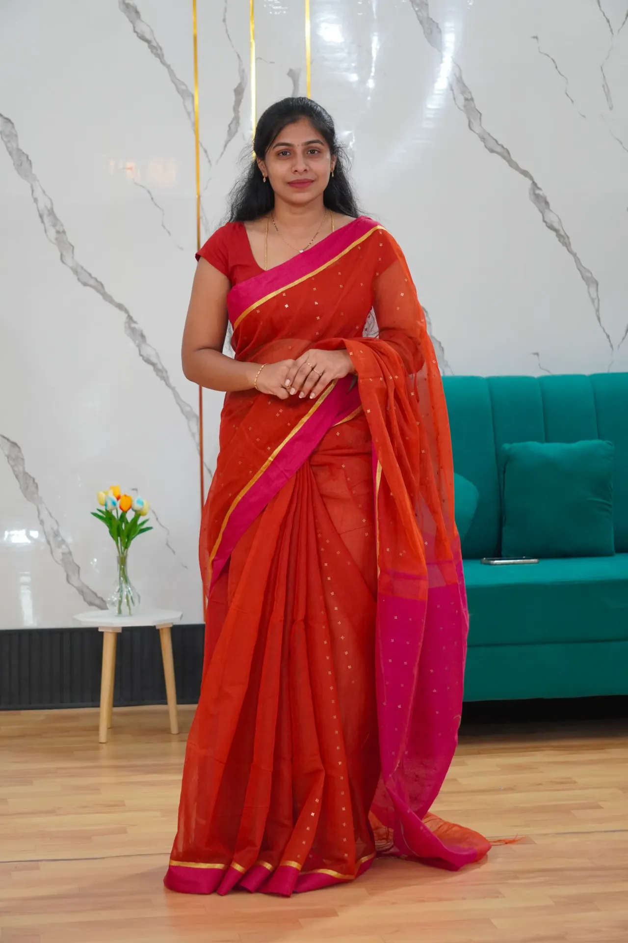 Cotton silk with sequence work