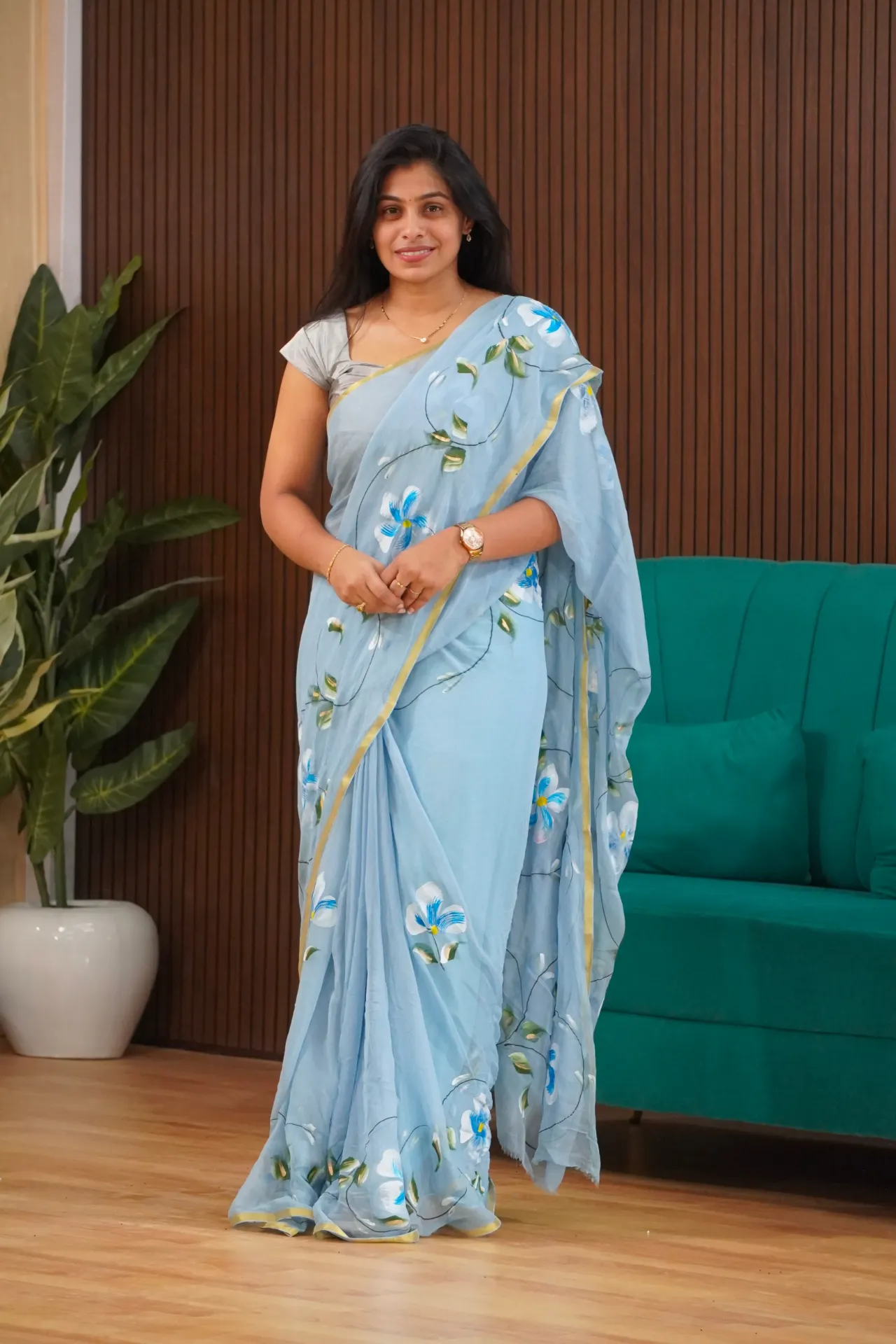 Pure chiffon hand-painted saree FFF104