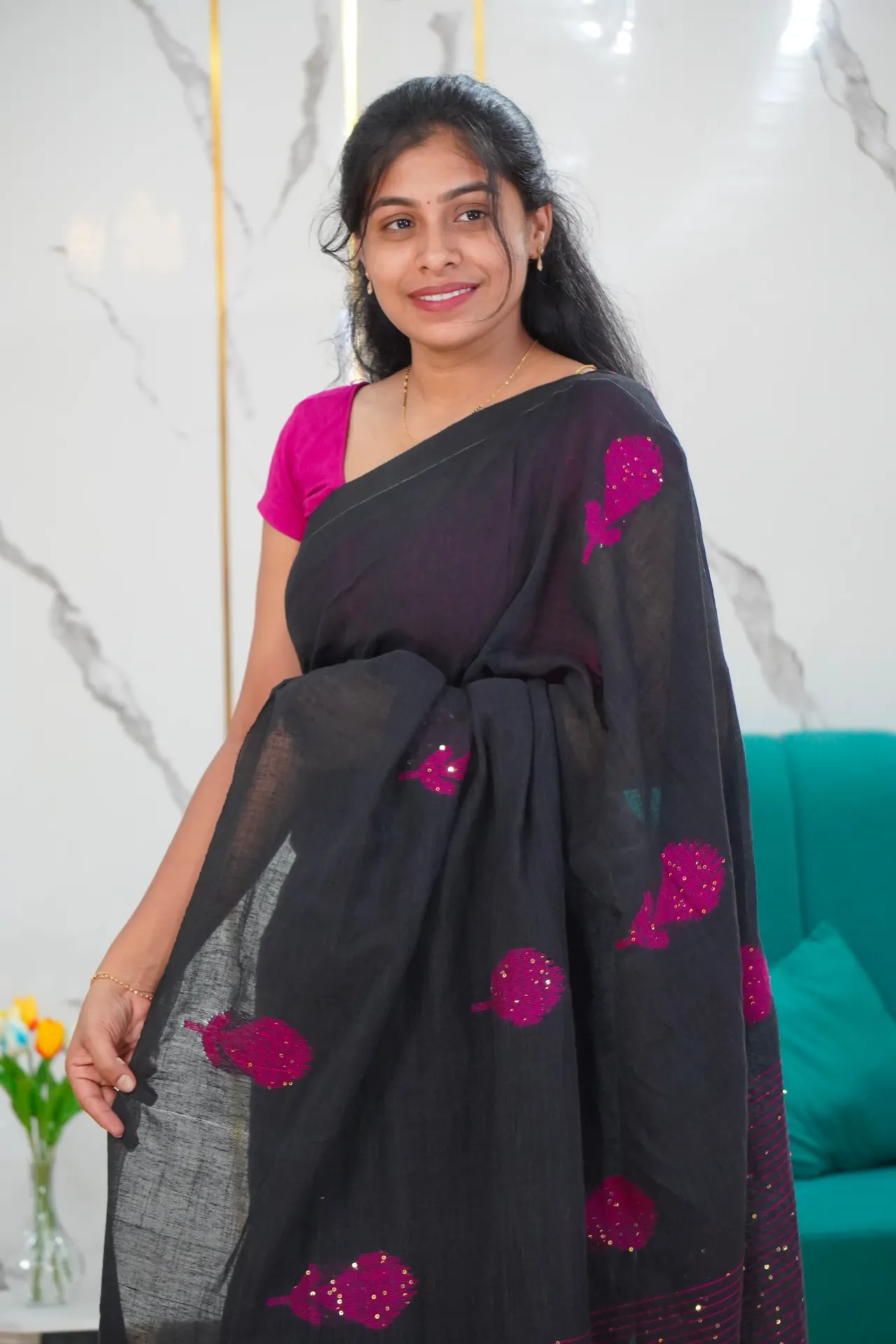Exclusive linen sequence Jamdani saree Linen by linen hand weaving