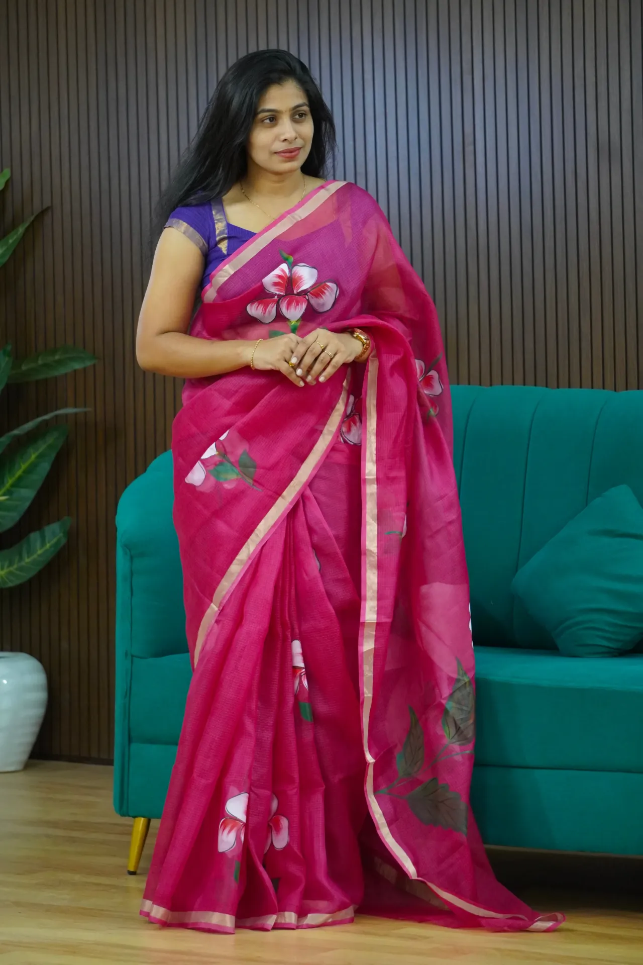 Hand painted pure silk kota saree