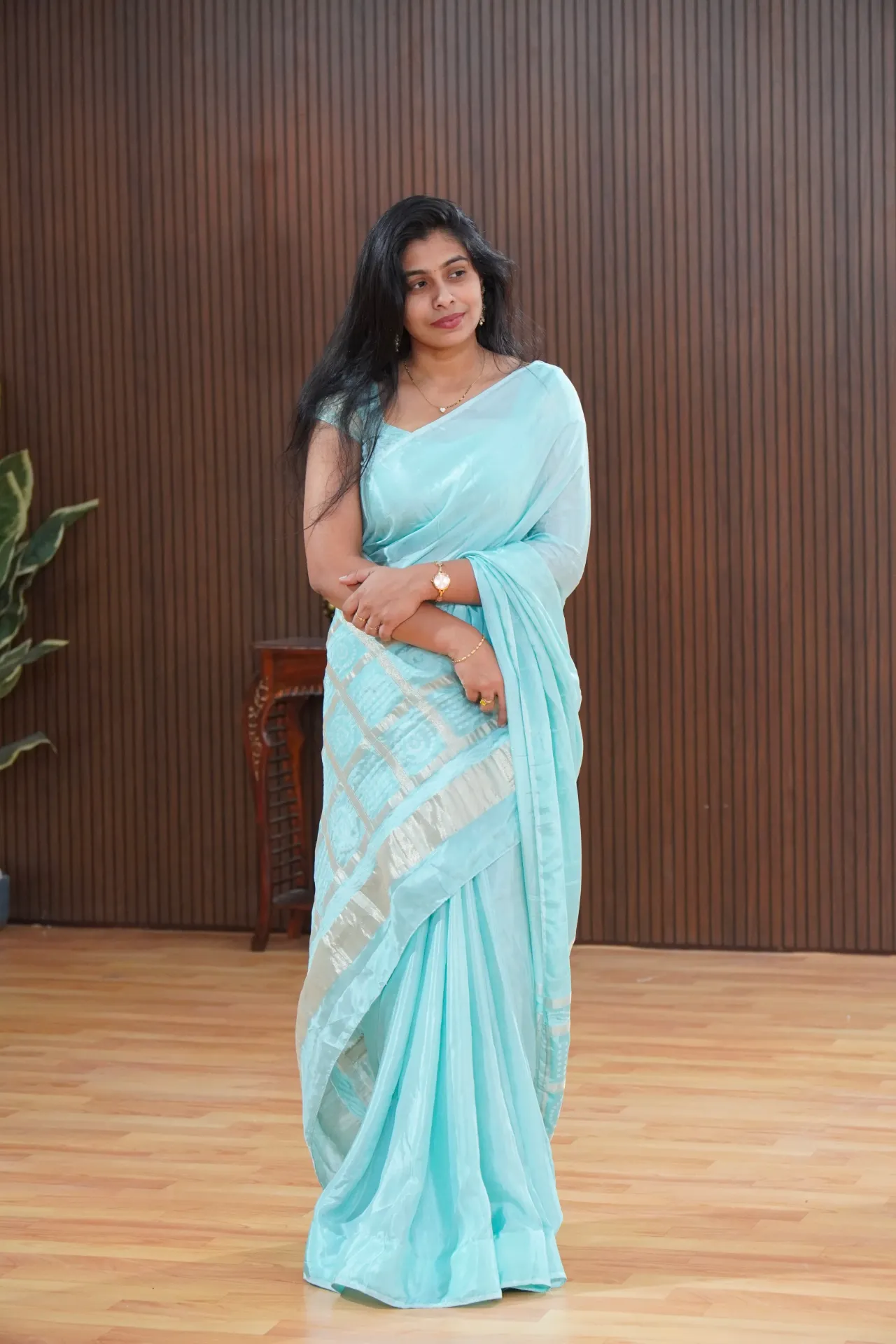 Pure viscose mysore crepe silk saree with weaving bandhani garchola pattern Pallu FFF117