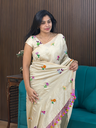 Customised Multi colour hand embroidery saree | Fallforfabrics exclusive