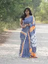 Dual-Tone Khadi Cotton Saree with Pure Prints