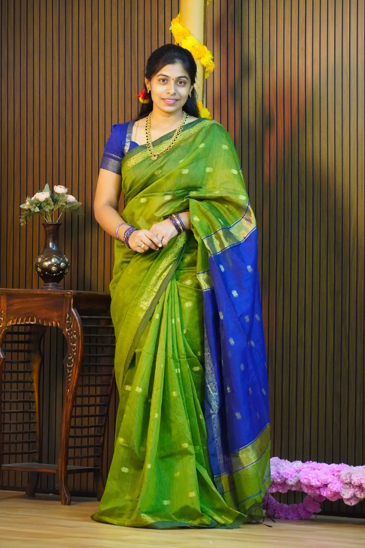Green maheswari cotton