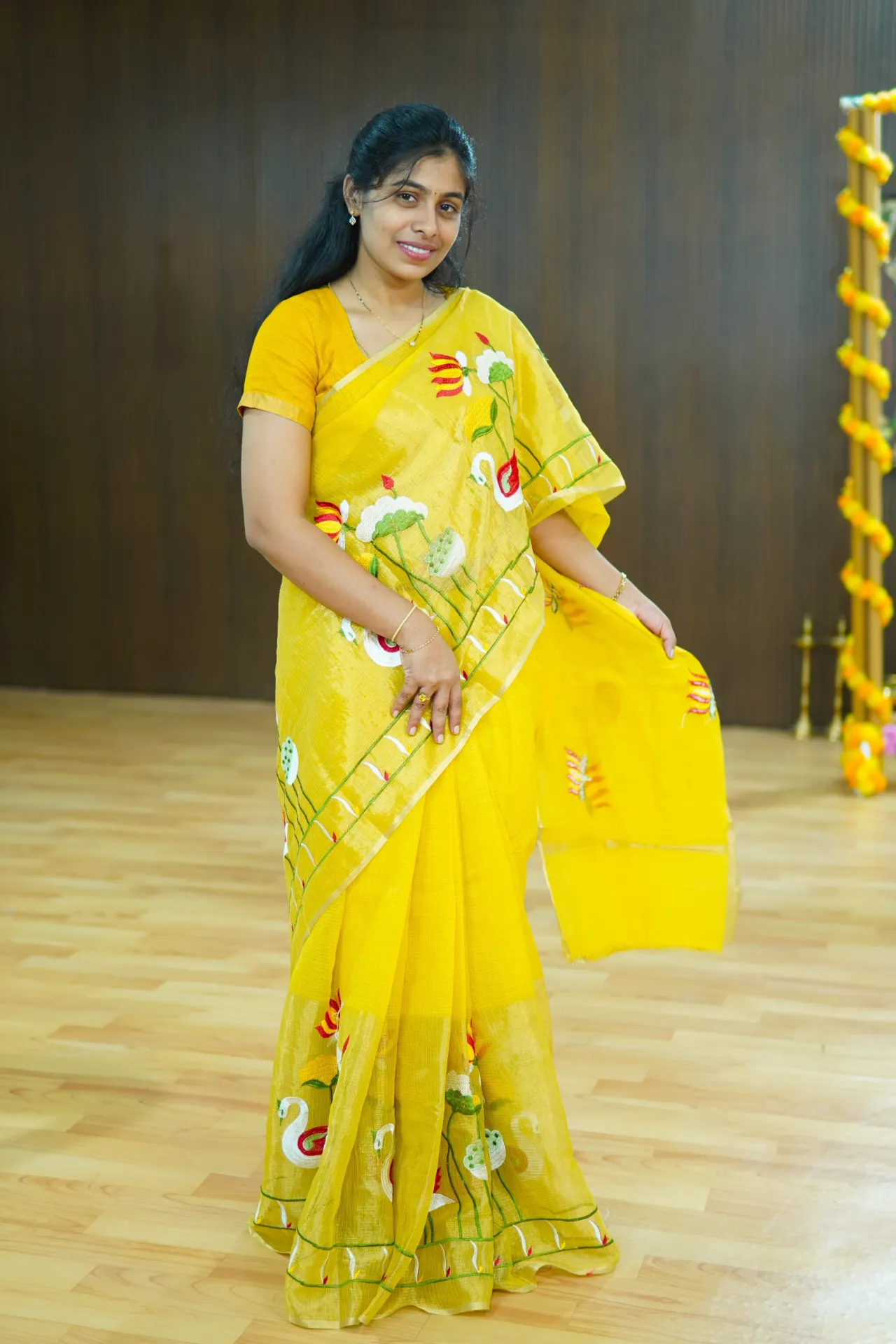 Half tissue half kota embroidery saree FFF146