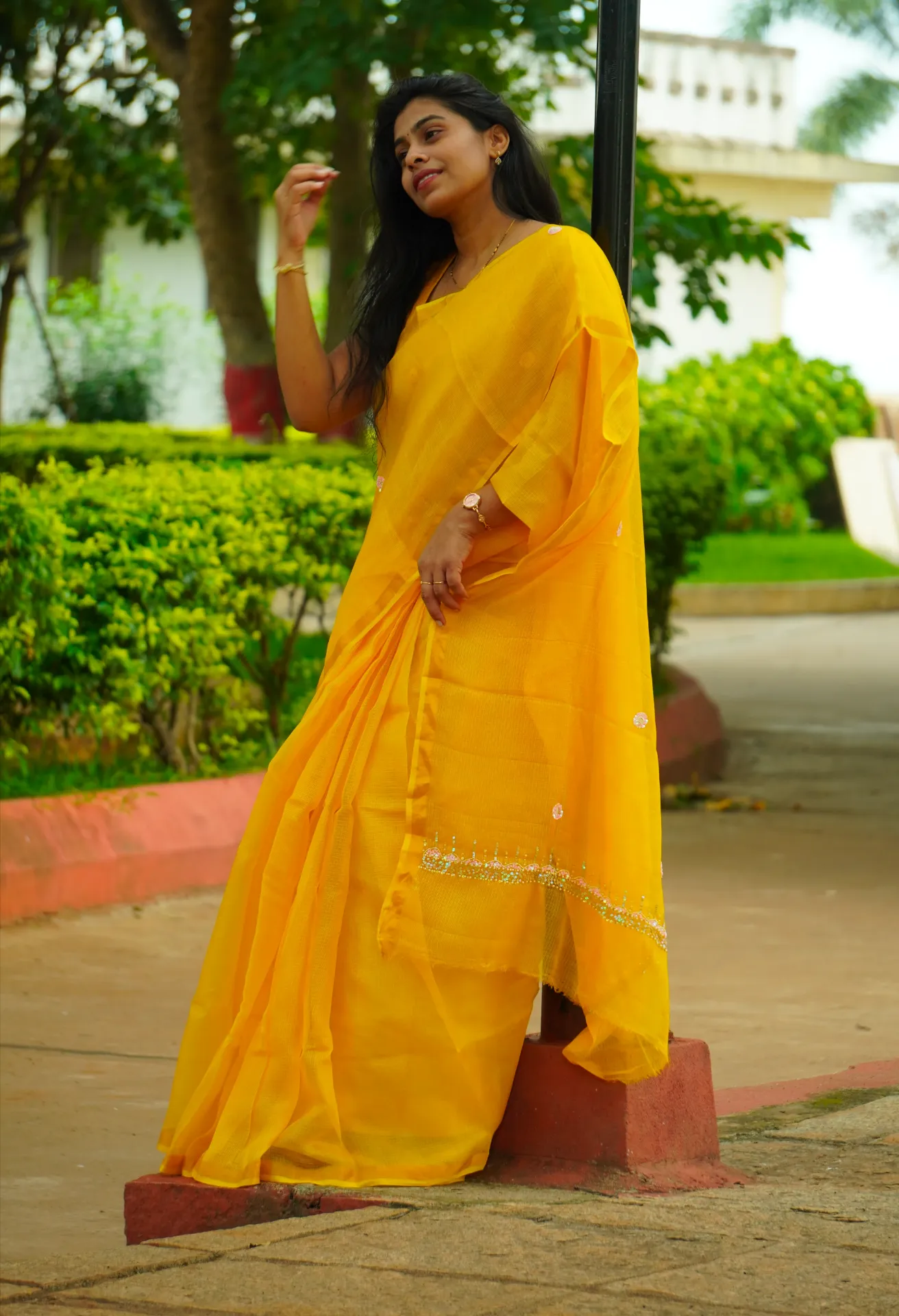 Pure silk kota with handwork FFF150 (Yellow)