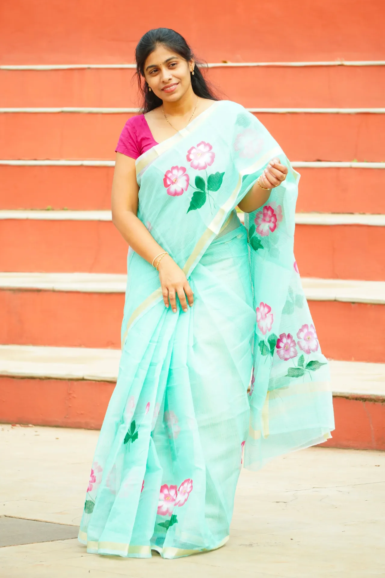 Cotton kota saree with hand paint FFF151