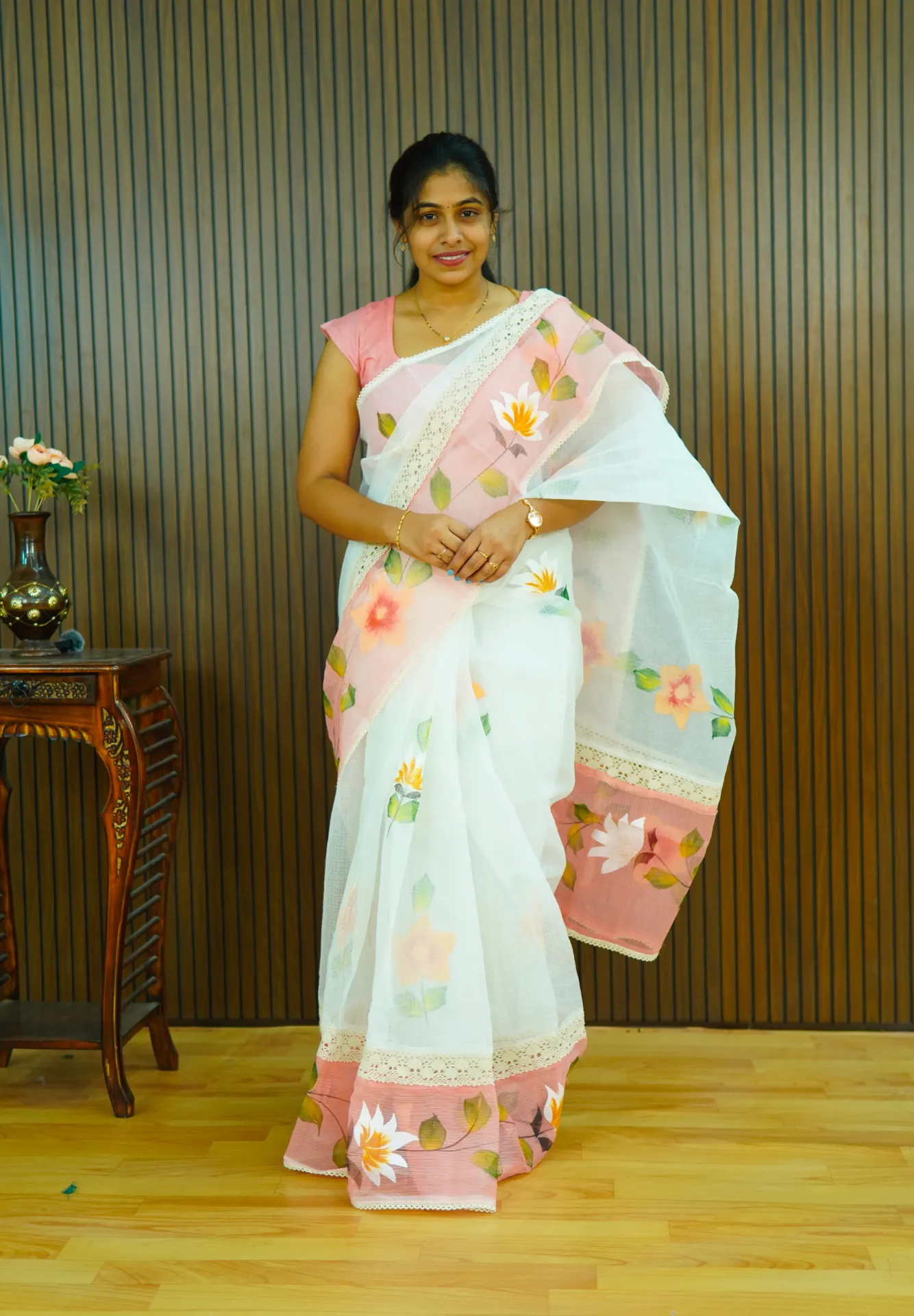 Kota Saree with dual border and brush Painted Kota saree | Hand Painted kota saree FFF168