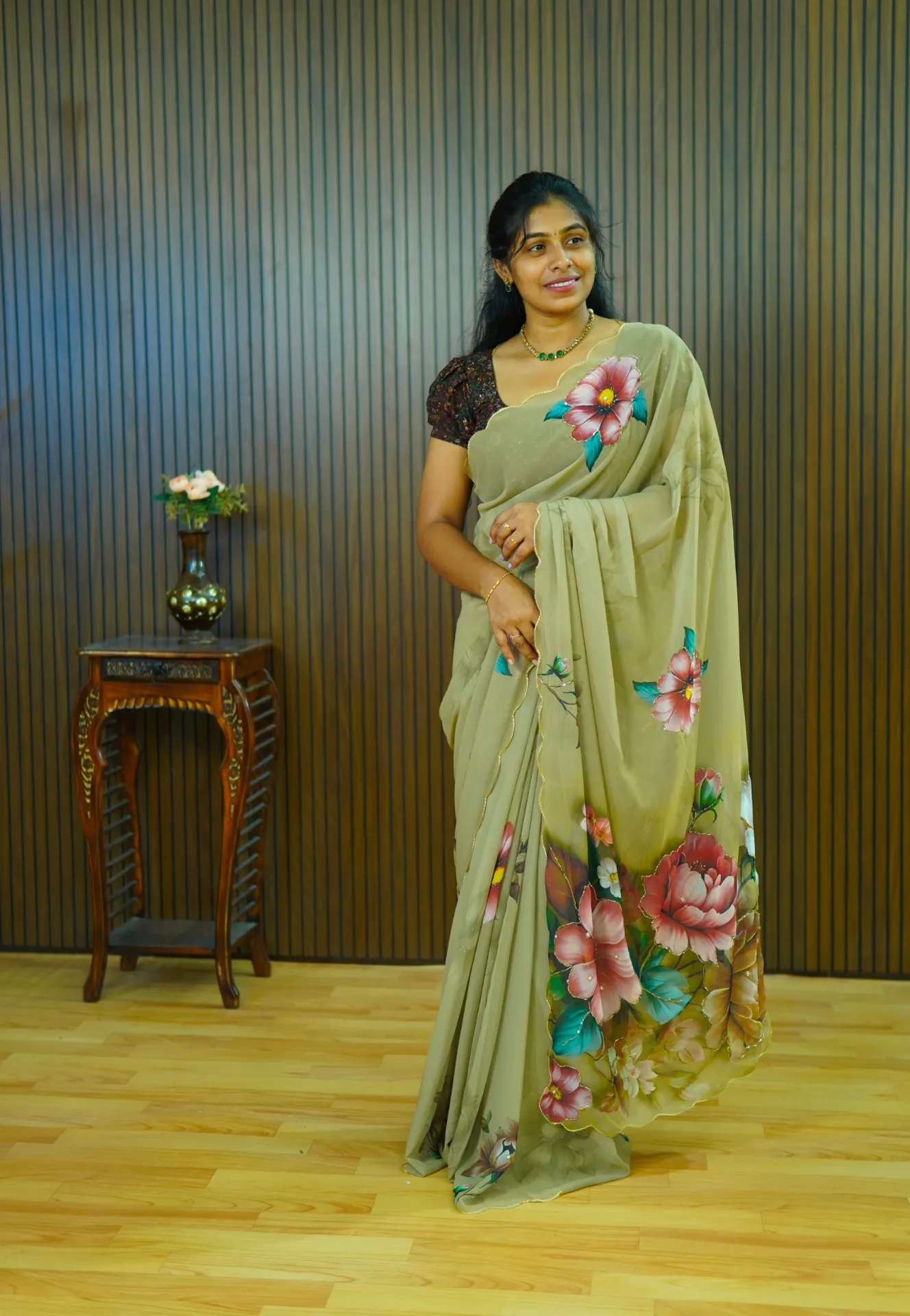 Georgette saree with beads work FFF170