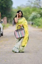 Maheswari silk Bandni Print Yellow white Dual shade Saree | FFF175