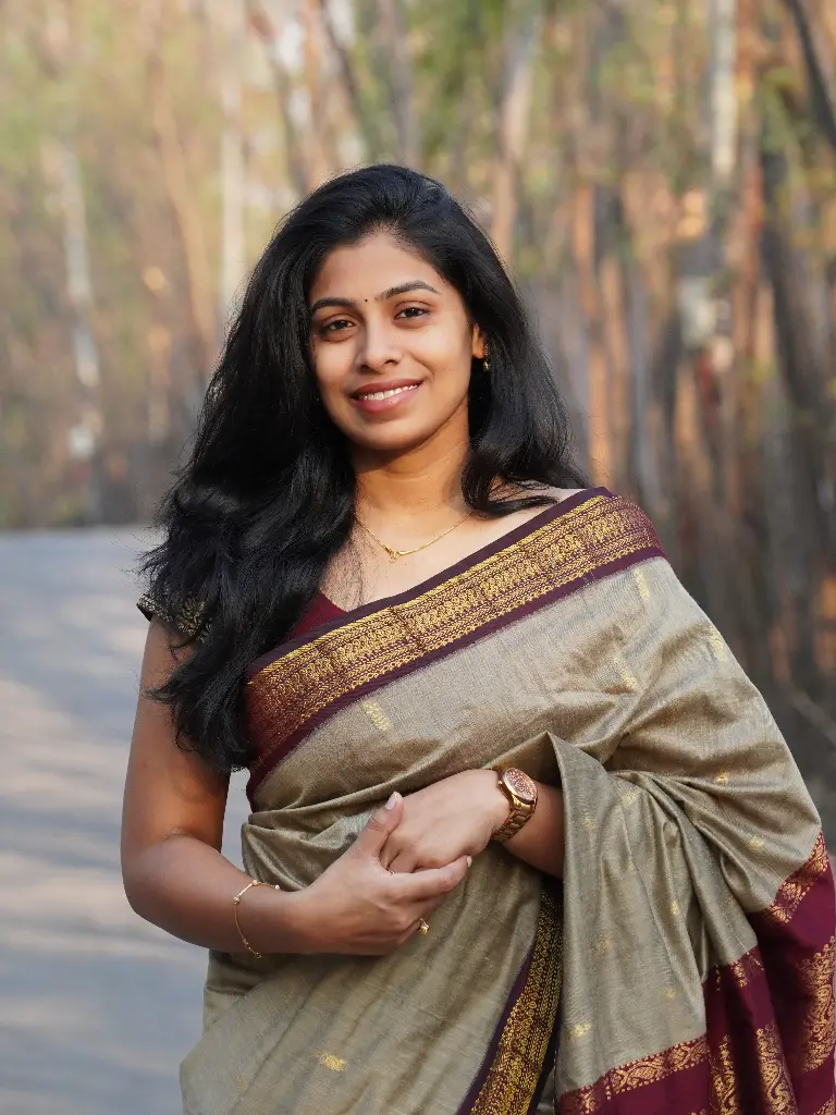 Kalyani Cotton Saree | Lightweight & Breathable | Traditional Handloom Elegance - KC01 (Beige- Maroon)