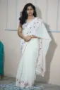 White Crushed Saree with Stylish Border – Party Wear Saree