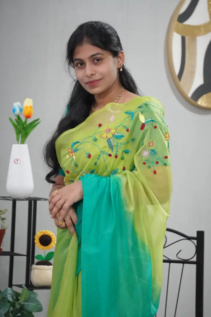 [Organza, Embroidery saree, OZ01, oz01] Organza Embroidery saree - Designer saree