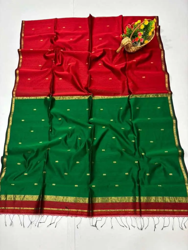 Pure Maheshwari Handloom Saree With Small Border - MHS01