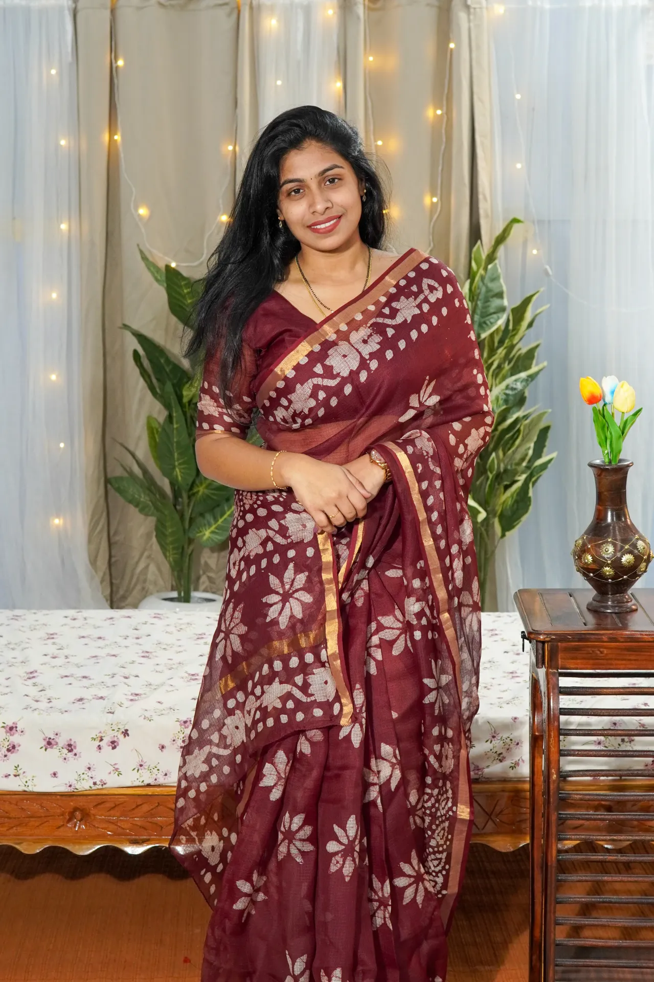 Pure Silk Kota With Bandani Print (Unstitched, No)