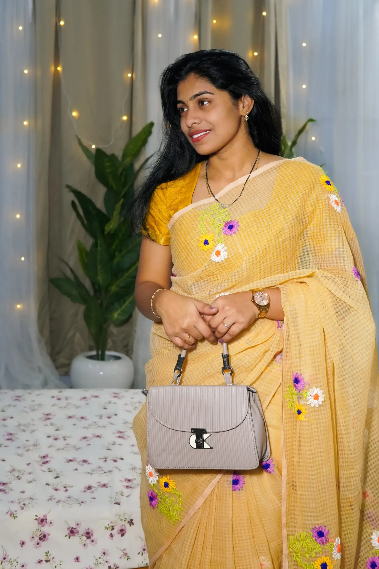 Pure Cotton Kota Saree With Hand Embroidery work
