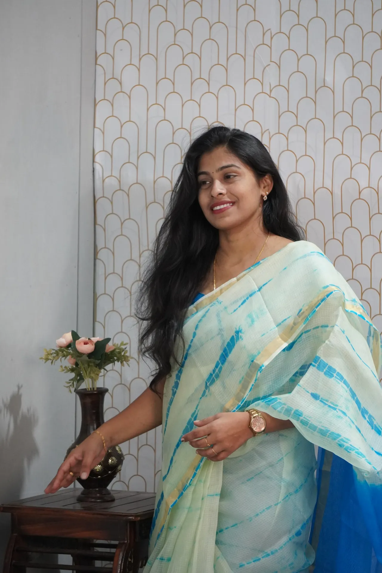 Kota Silk with Bandhani Print (Unstitched, No)