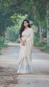 Pure Muslin Jamdani Saree with 3D Weaving and Tassels