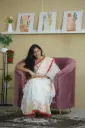 Pure Jamdani Embroidery Saree with Red Border
