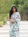 Floral Design Mulmul Cotton Saree | Hand Block Print with Blouse