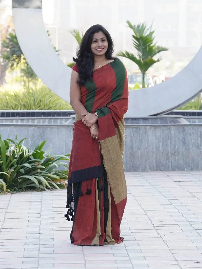 Pure Khadi Cotton Sarees – Handloom Elegance in Black, Green & Orange 