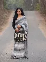 Khadi Cotton Black and White Saree Multi Colors Stylish Saree Party Wear | Silver Border   