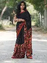Latest Handwork Black Mulmul Cotton Saree | Pure Soft Cotton with Floral Border