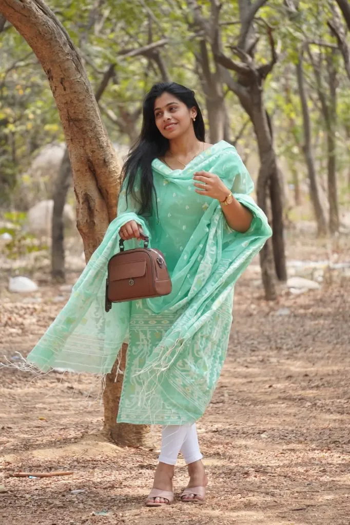 Pista green Jamdani dresse material