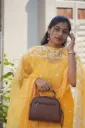 Yellow jamdani dress material