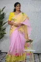Dual Shaded Kota Cotton Saree With Hand Paint Floral Design