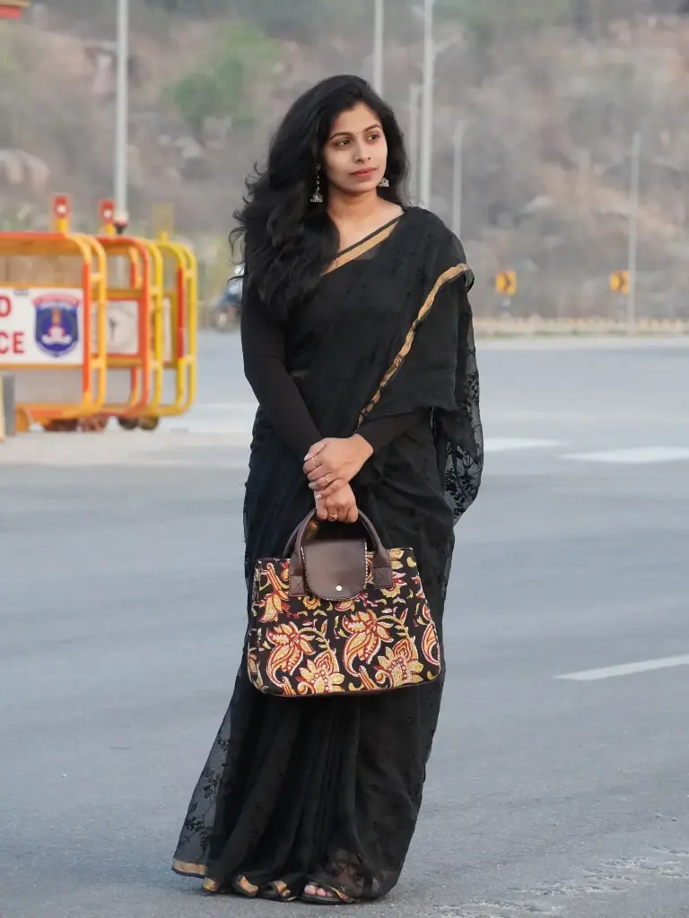 Pure Cotton Kota Saree | All-Over Embroidery Work | Golden Zari Border (Unstitched)