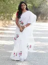 White Kota Doria Saree with Embroidery Work Online | Affordable Designer Sarees