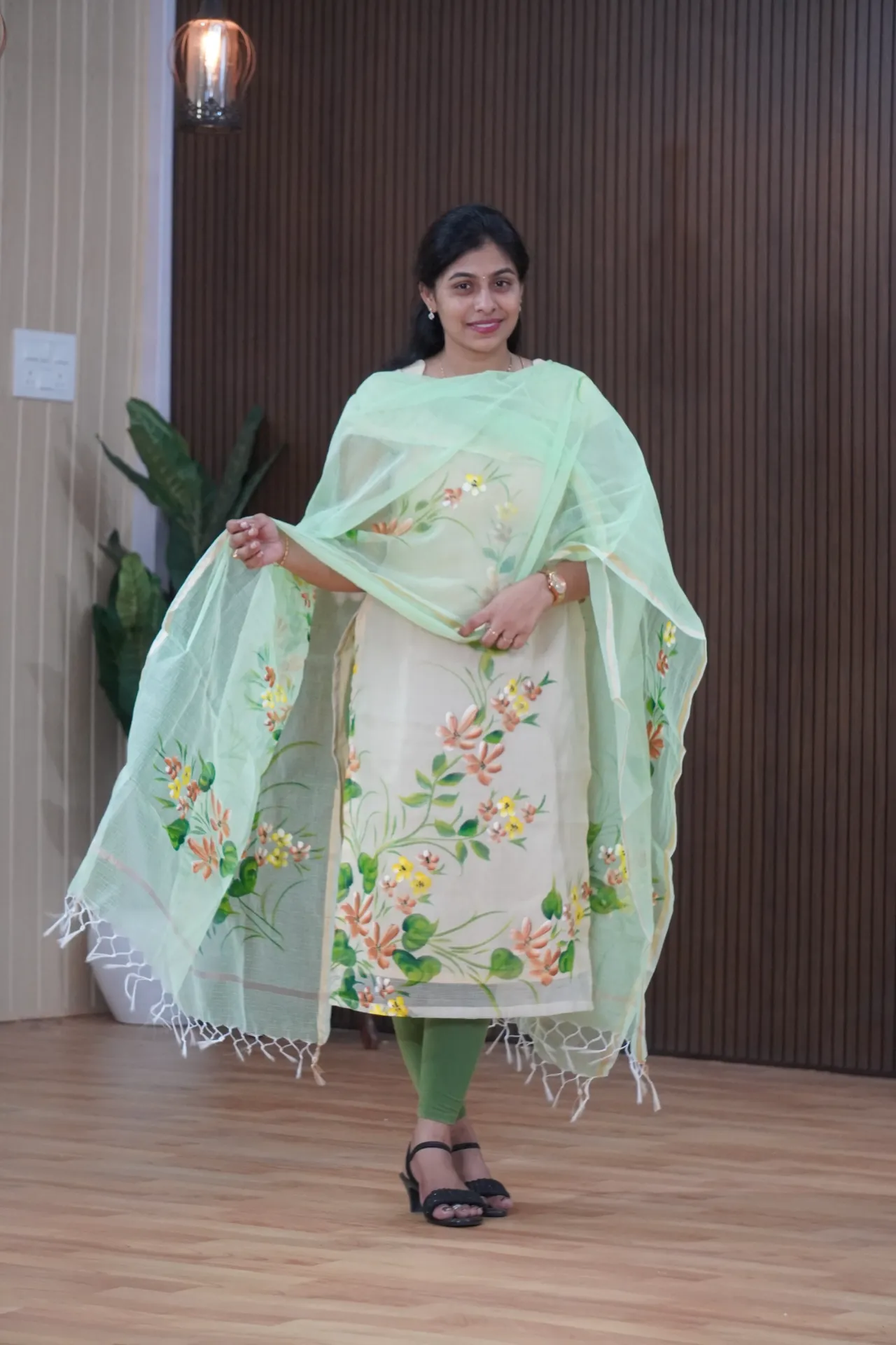 Hand painted kota doria dress material