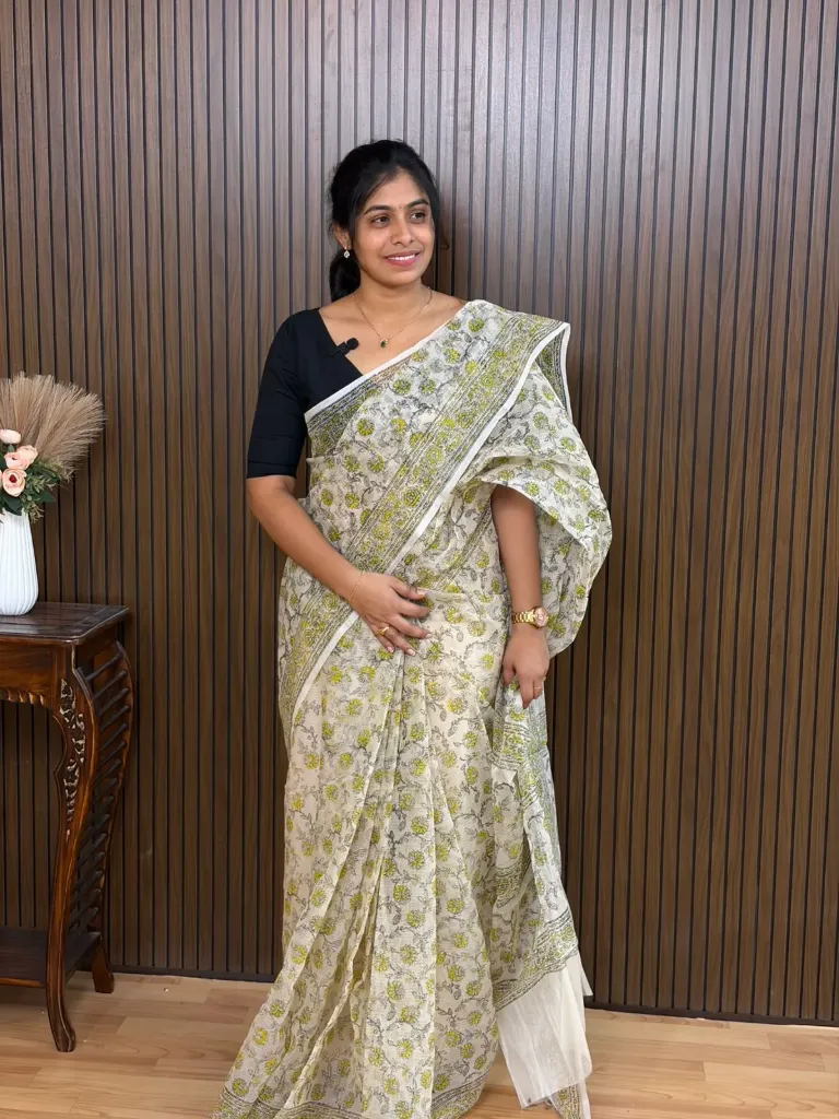 Cotton Kota saree with Hand block print - FFF65