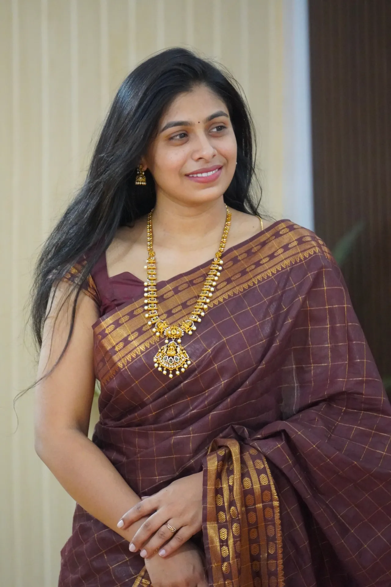 Fancy silk saree with checks