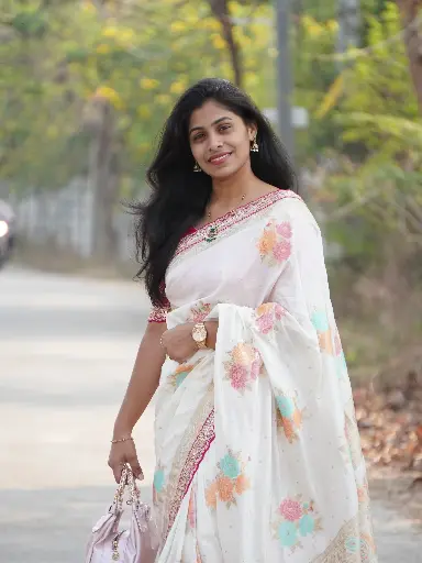 Bridal Fancy Silk Saree | Wedding Style with Rich Pallu & Contrast Blouse